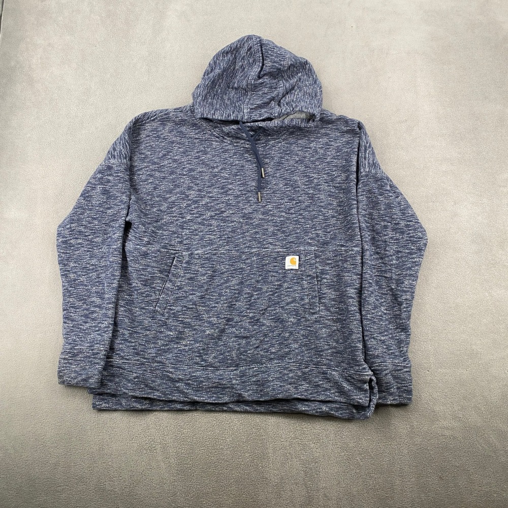 Carhartt Girls Blue Space Dye Relaxed Fit Pullover Hoodie Size L 12-14